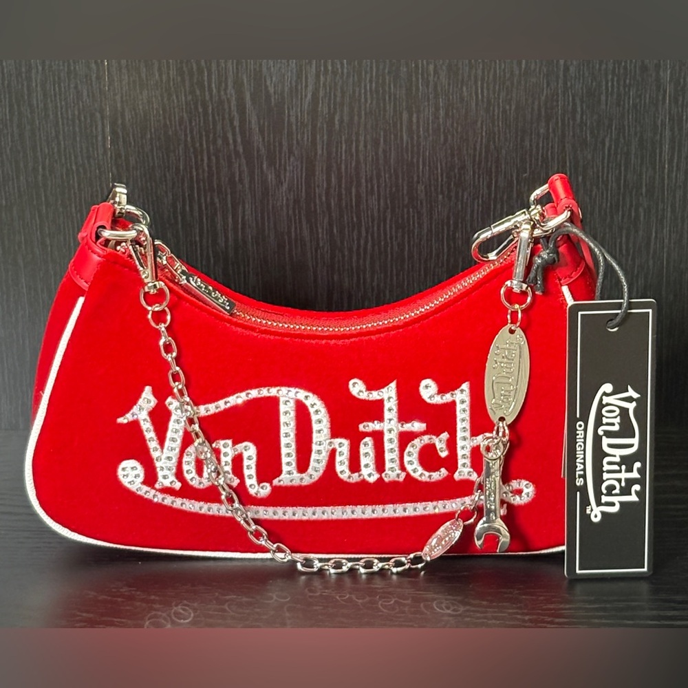 Von Dutch Red Rhinestone Crossbody
